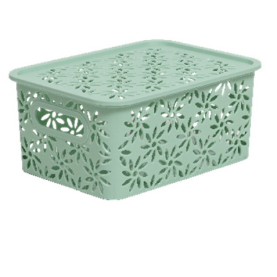 Корзинка "Ромашки" 3л 235х173х105мм с крышкой (нефтрит) (то)