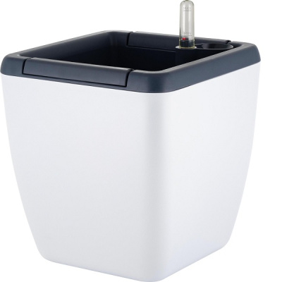 Горшок с автополивом Munchen 5л/2,2л квадратный со вставкой белоснежный жасмин (то)