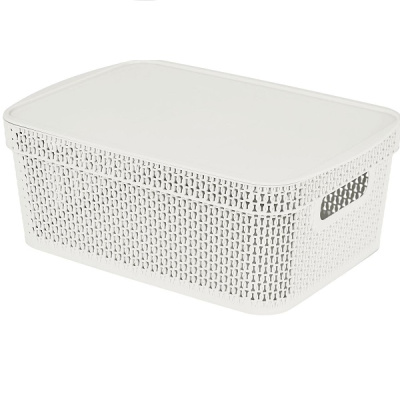 Корзина прямоугольная Ajur 11л (380х270х143мм)(с крышкой) белое облако (то)