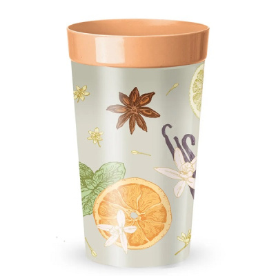 Стакан "PICNIC" 380мл с декором (оранжевый) (то)
