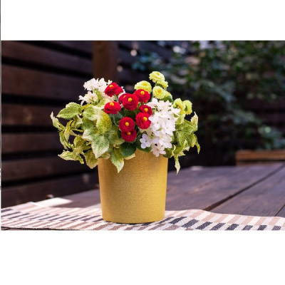 Горшок "ЭКО Цилиндр" D20 со встав. 5,2л горчичный (желтый) (дерево+пластик) (то)