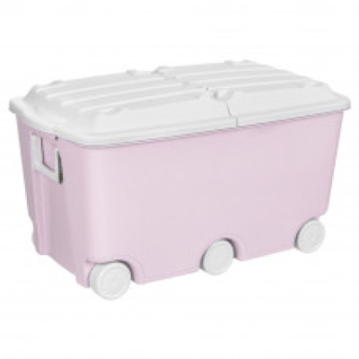 Ящик для игрушек на колесах 66,5л, 685х395х385мм (розовый) (то)