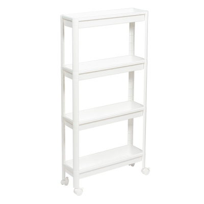 Этажерка узкая VIKEA 4-х ярусная на колесах (белый) (то)