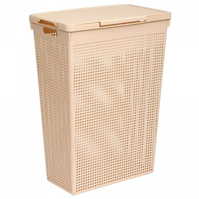 Корзина для белья "Лофт" 60л с крышкой (латте) (то)