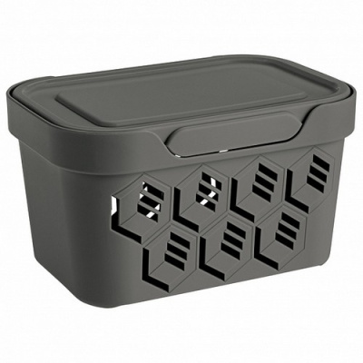 Ящик универсальный с крышкой "DELUXE" 189х132х110мм 1,9л (серый) (то)