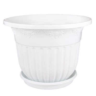 Горшок-кашпо "Лозанна" 7л с поддоном (белый)(то)