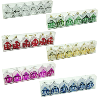 Украшение елочное ДОМИКИ 8см, 6шт