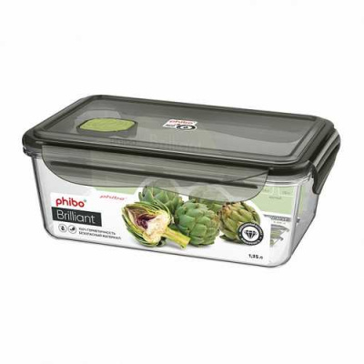 Контейнер для продуктов герметичный с клапаном "BRILLIANT" прямоугольный 1,35л (то)