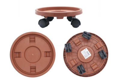 Подставка для цветов на колесах, 39см (цвет терракотовый)