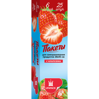 Пакеты д/ЗАМОРАЖИВАНИЯ в коробке "Уфа ПАК"  6 литров 28*45  25шт/рул. (24)