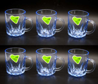 Набор стеклянных кружек 6шт, серия BLUE 