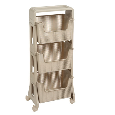 Этажерка "Лофт" 3-х ярусная на колесах (латте) (то)