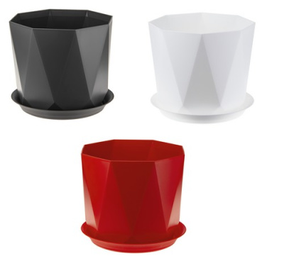 Кашпо ПРИЗМА d130мм 1л с поддоном (то)