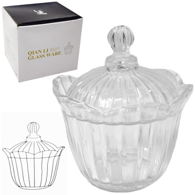 Сахарница стеклянная Ø-15см h-15см, с крышкой