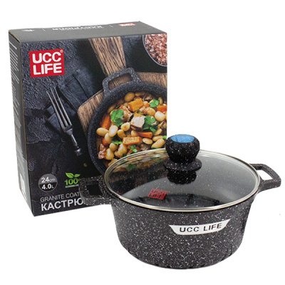 Кастрюля со стеклянной крышкой 24см 4литра