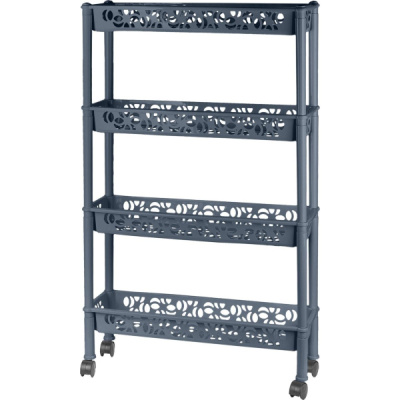 Этажерка 4-х секц.прямоуг. Light длинная на колес.580х180х140мм косм. серый (то)