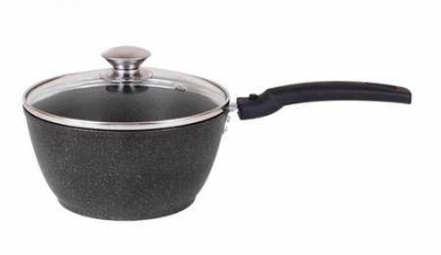 Кастрюля 1,5л со съемной ручкой, со стеклянной крышкой, АП (темный мрамор)