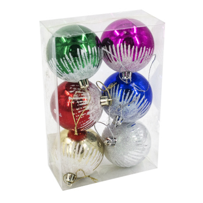 Шары елочные 6см, 6шт 