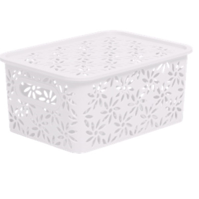 Корзинка "Ромашки" 3л 235х173х105мм с крышкой (белый) (то)