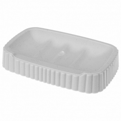 Мыльница "VELVET" 138х87х25мм (светло-серый флэк)(то)