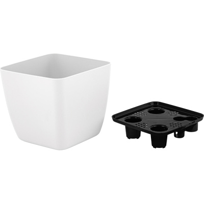 Горшок для цветов Vienna 1,5л с дренажной вставкой квадр. белосн.жасмин (то)