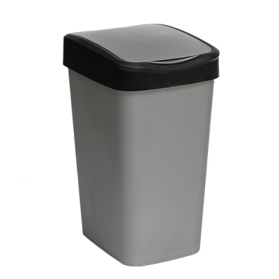 Ведро для мусора с подвижной крышкой 20л "Tandem" (сер.металлик/черный)