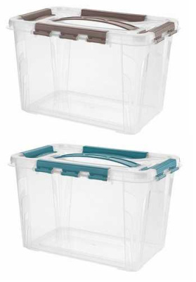 Ящик унив. "GRAND BOX" 290х190х180мм, 6,65л с замками и ручкой голубой (то)