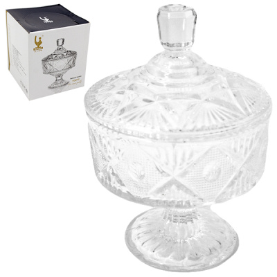 Сахарница стеклянная Ø-12см h-17см, с крышкой