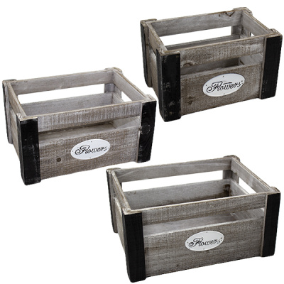 Кашпо-ящик для цветов деревянное набор 3шт ( 24*16*14см / 29*20*15см / 34*25*16см )