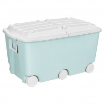 Ящик для игрушек на колесах 66,5л, 685х395х385мм (светло-голубой) (то)
