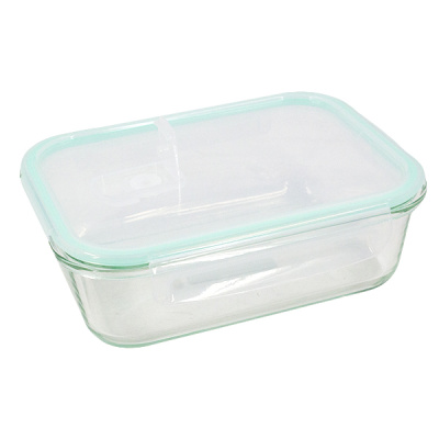 Контейнер стеклянный прямоугольный 370мл с пластиковой крышкой