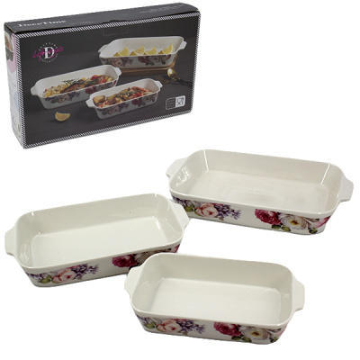 Форма для запекания керамическая, набор 3шт (37*23*6см / 31*18*6см / 27*15*5см)