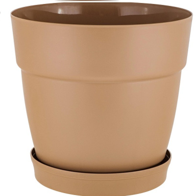 Горшок для цветов Villa de Fiori D200мм с поддоном 4л молочный шоколад (то)