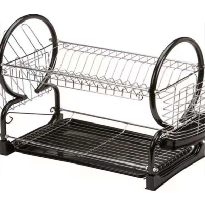 Сушилка для посуды металлическая 2-х ярусная 50*24*36см