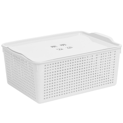 Корзинка "Лофт" 13л 395х272х165мм с крышкой (белый) (то)