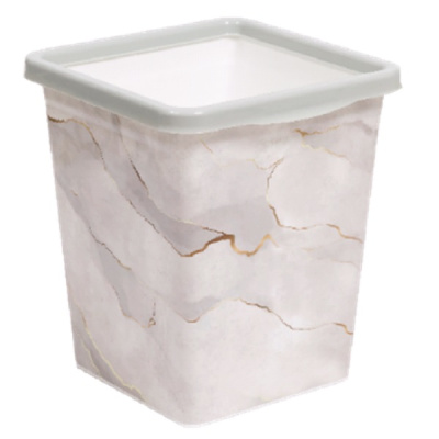 Ведро для мусора с фиксатором 14л квадратное "Белый Мрамор" (то)