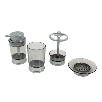 Набор для ванной комнаты (стакан, подставка для зубных щеток, дозатор для жидкого мыла,мыльница)