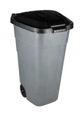 Бак для мусора с крышкой на колесах 110л серый (то)
