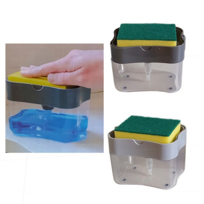 Дозатор для мыла кухонный, с полочкой для губки (14*9см)