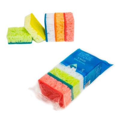 Губка бытовая с чистящим слоем 5шт "МАКСИ" (30)