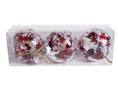 Шары елочные 8см, 3шт 