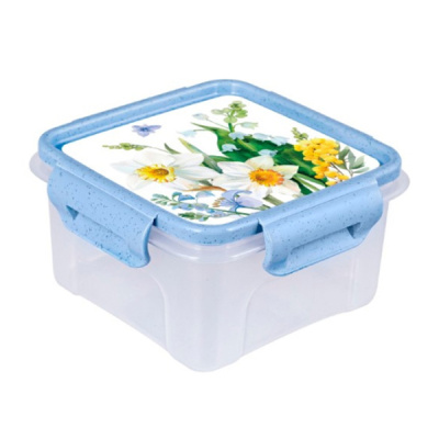 Контейнер для СВЧ 0,6л "Весенний сад" квадратный (то)