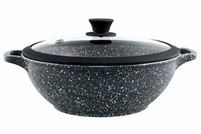 Казан а/пр литой 28см 4,0л силикон/кр Мрамор ТМ Традиция ТМ0287