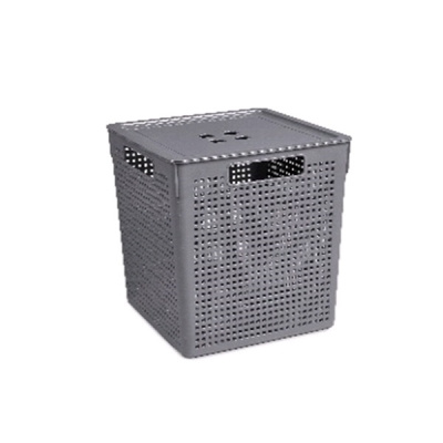 Коробка "Лофт" 23л с крышкой квадр.(серый)  (то)