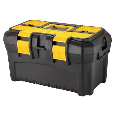 Ящик для инструментов "Saturn" 19,5", 490х290х270мм с органайзером и вставкой (черный)