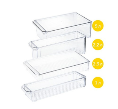 Органайзер для холодильника 20х30х5см с крышкой прозрачный (то)