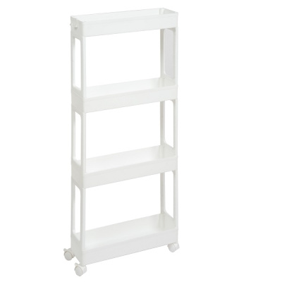 Этажерка узкая 4-х ярусная на колесах (белый) (то)