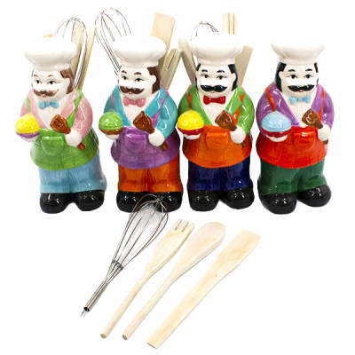 Кухонный набор УСАТЫЙ ПОВАР (лопатка деревянная 3шт, венчик металл)