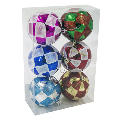 Шары елочные 8см, 6шт 