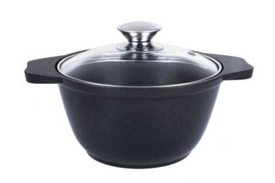 Кастрюля 1,0л а/пр литая  стекл/кр ТМ KUKMARA